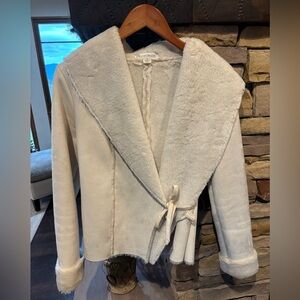 White House Black Market Faux Fur & Suede Coat XS